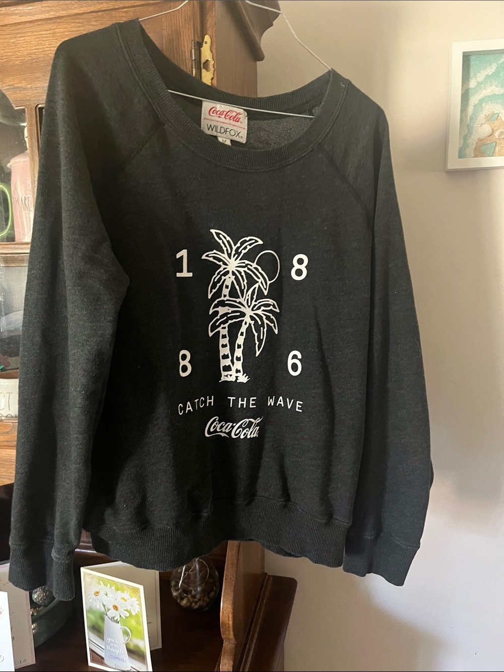 Coca-Cola Black Sweatshirt with White Palm Tree Graphic